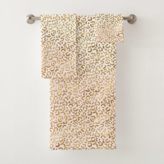 Goldrosa Leopardrucke Badhandtuch Set (Insitu)