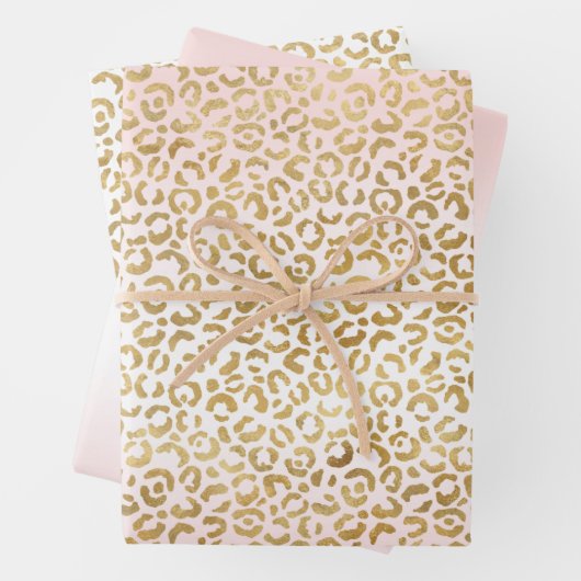 Goldrosa Leopardrucke Geschenkpapier Set (Beispiel)