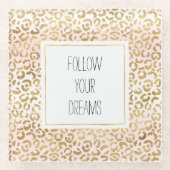 Goldrosa Leopardrucke Glasuntersetzer (Vorderseite)