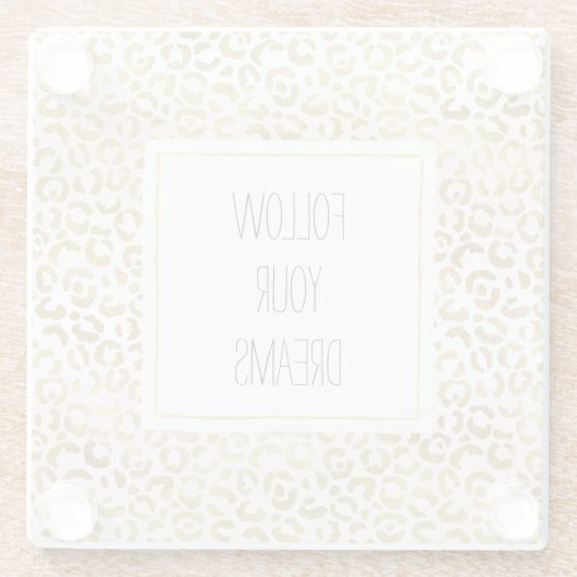 Goldrosa Leopardrucke Glasuntersetzer (Rückseite)