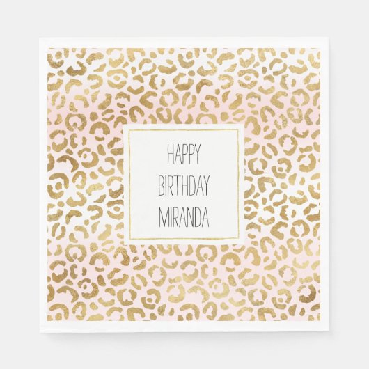 Goldrosa Leopardrucke Serviette (Vorderseite)