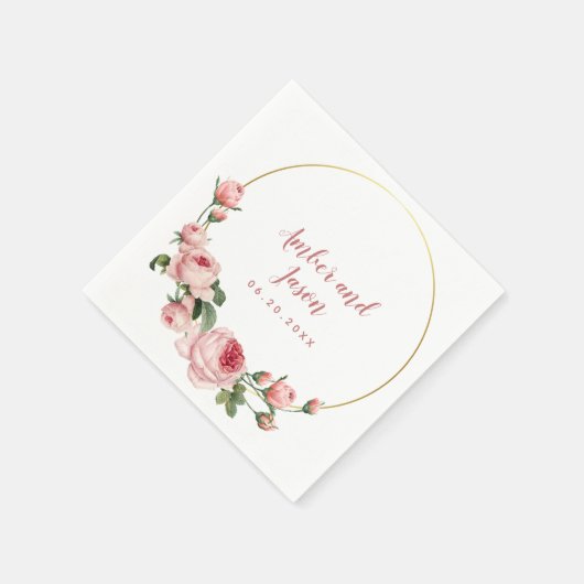 Goldrosa-Rosa-Bilderrahmen Serviette (Ecke)