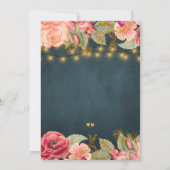 Goldrosa Rosenleuchten-Party Einladung (Rückseite)