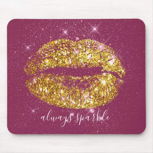 Goldrosa schicke Schein-Lippen Mousepad (Vorne)