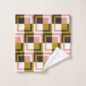 Goldrosa Schokolade Elfenbein Kariert Badhandtuch Set (Waschlappen)