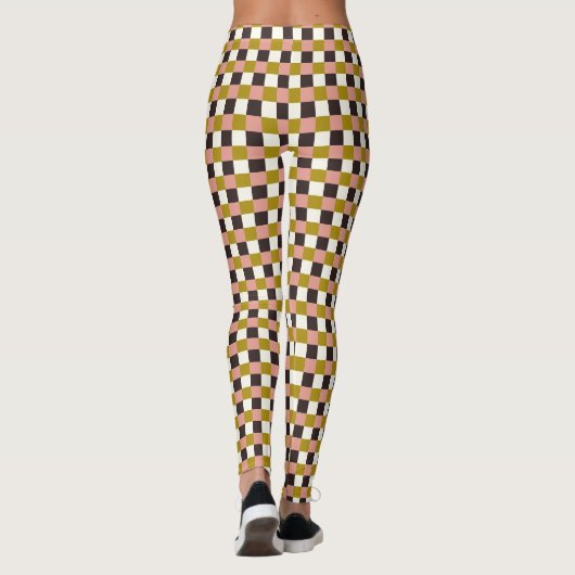 Goldrosa Schokolade Elfenbein Kariert Leggings (Rückseite)