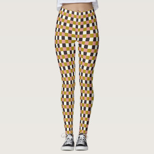 Goldrosa Schokolade Elfenbein Kariert Leggings