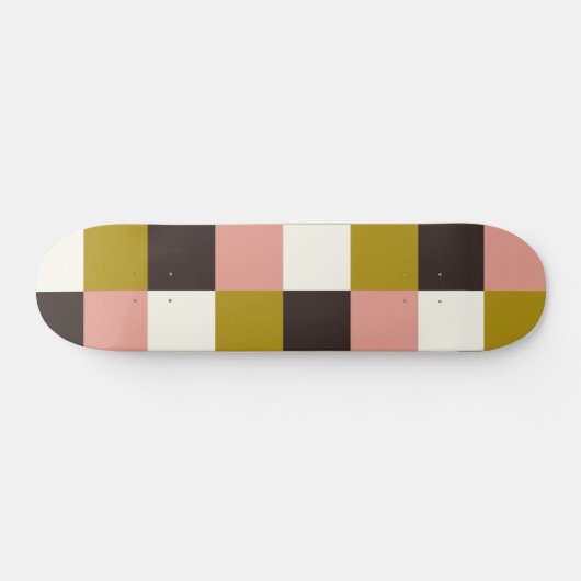 Goldrosa Schokolade Elfenbein Kariert Skateboard (Horizontal)