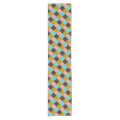 Goldrosa Schokolade Ivor Aquamarin Kariert Kurzer Tischläufer (Vorderseite)