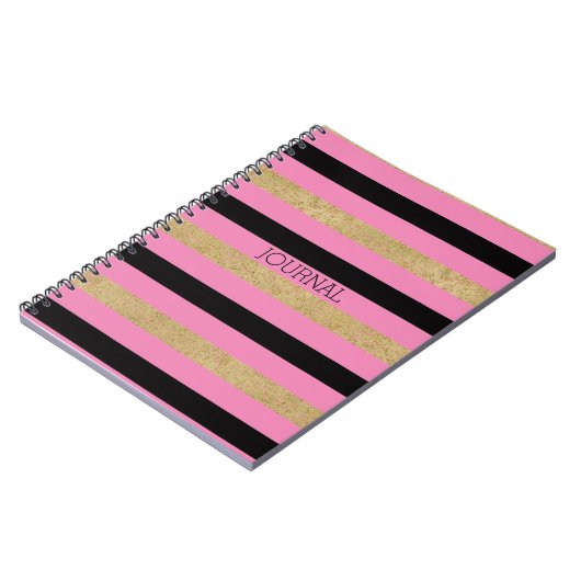 Goldrosa schwarze Streifen Notizblock (Linke Seite)