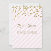 Goldrosa Streifen-Verlobungs-Party Einladung (Rückseite)