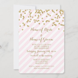 Goldrosa Streifen-Verlobungs-Party Einladung