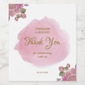 Goldrosa Typografie Elegante Einfache Hochzeit Weinetikett (Einzelnes Label)