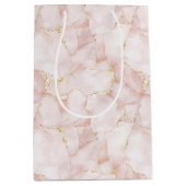 Goldrosé Rosenblüten Blumen Hochzeit Mittlere Geschenktüte (Vorderseite)