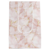 Goldrosé Rosenblüten Blumen Hochzeit Mittlere Geschenktüte (Rückseite)