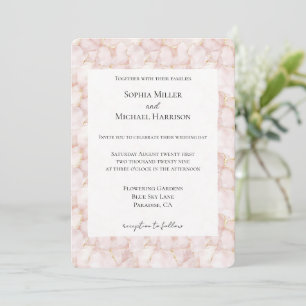 Goldrosé Rosenblüten Florale Hochzeit Einladung