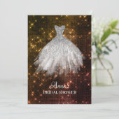 *~* GoldRosen-Glitzer-Brautkleiderkleiderdusche Einladung (Stehend Vorderseite)