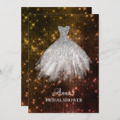 *~* GoldRosen-Glitzer-Brautkleiderkleiderdusche Einladung (Vorne/Hinten)