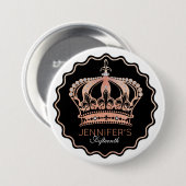 GoldRosen-Glitzer-Krone für Ihren Geburtstag Button (Vorne & Hinten)