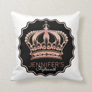 GoldRosen-Glitzer-Krone Kissen