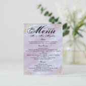 GoldRosenlavendel Hochzeits-Abendessen-Menü danken Postkarte (Stehend Vorderseite)