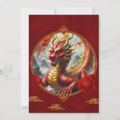 Goldrot chinesischer Drache wünscht Ihnen ein glüc Einladung (Rückseite)