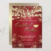 Goldrot-Saiten - Corporate Cocktail Party Einladung (Vorne/Hinten)