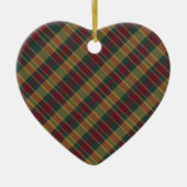 Goldrot und grüne Weihnachtsdrucke Kariert Keramik Ornament (Vorne)