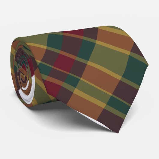Goldrot und grüne Weihnachtsdrucke Kariert Krawatte (Gerollt)