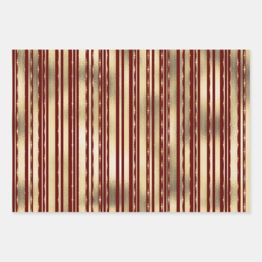 Goldrote Konfetti-Streifen elegantes formales Must Geschenkpapier Set (Vorderseite 2)