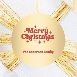 Goldrotes Weihnachtsgeschenk Runder Aufkleber