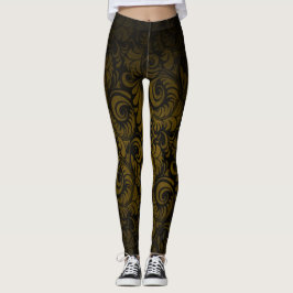 GoldRoyale Prahlerei-Blatt-Druck-Leggings Leggings