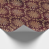 Goldrunden und Wirbel in Dunkelrot Geschenkpapier (Ecke)