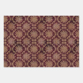 Goldrunden und Wirbel in Dunkelrot Geschenkpapier Set (Vorderseite 3)