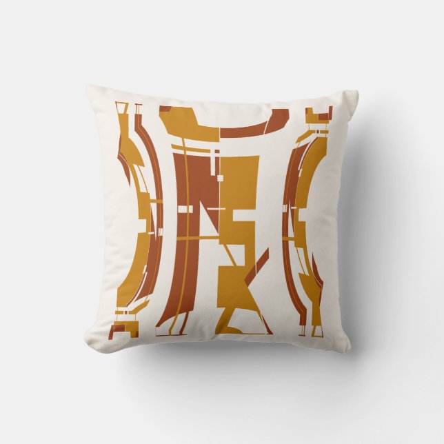 Goldrust auf Off-White Tribal Art Abstract Design Kissen (Vorderseite)