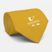 Goldruten Elegantes Monogramm + Name Krawatte (Gerollt)