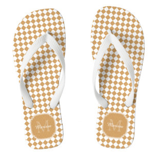 Goldruten-Gelb Kariert Monogramm Mit Name Badesandalen