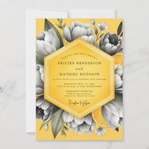 Goldruten-Monochrome-Flora-Hochzeit Einladung