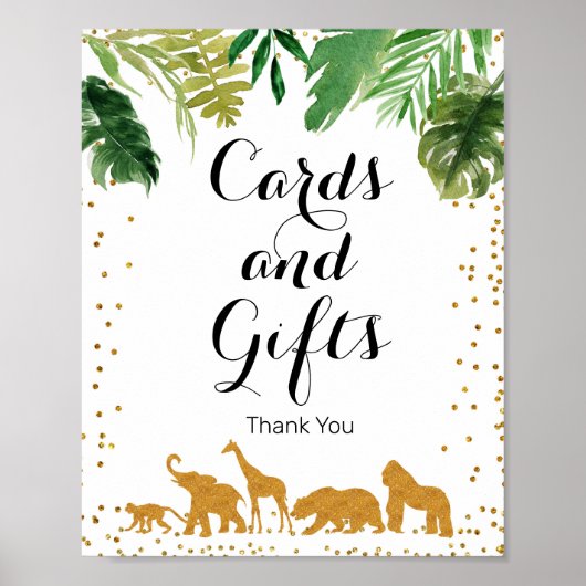 Goldsafari-Tier Wasserfarbkarten und Geschenkzeich Poster (Vorne)