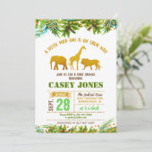 Goldsafari-TierBabyparty-Einladung Einladung (Stehend Vorderseite)