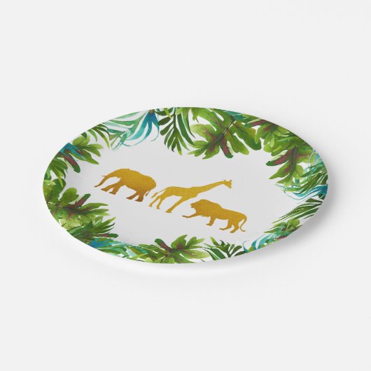 Goldsafari-TierParty-Platte Pappteller (Schrägansicht)
