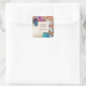 Goldsalon in Aquarellfarben und Monogramm in Welln Quadratischer Aufkleber (Tasche)