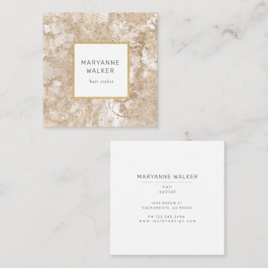 Goldsalon mit gebürstetem Rot Quadratische Visitenkarte (Vorne/Hinten)