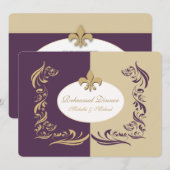 Goldsand und lila Lilie, die Ereignis Wedding sind Einladung (Vorne/Hinten)