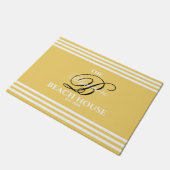 Goldsand-Weiße Streifen Schwarzer Anfangsname Auße Fußmatte (Schrägansicht)