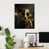 Goldschädel-Panther-Porträt Poster (Heimbüro)