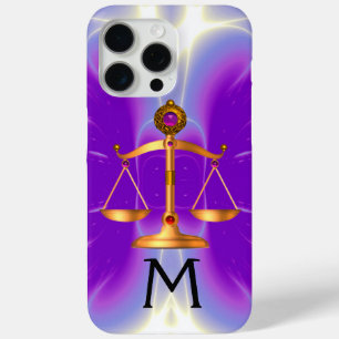 GOLDSCHALE DES GESETZES MIT EDDELSTEIN-MONOGRAMM R iPhone 15 PRO MAX HÜLLE