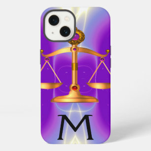 GOLDSCHALE DES GESETZES MIT EDDELSTEIN-MONOGRAMM R iPhone 13 HÜLLE
