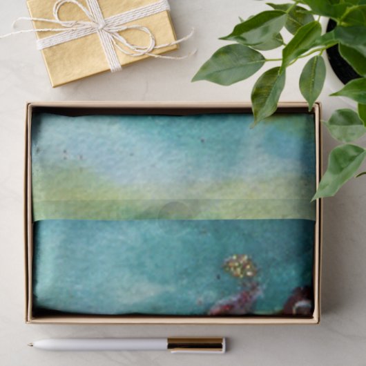 GOLDSCHALTER IN BLAUER Wasserfarbe Seidenpapier (Geschenk)