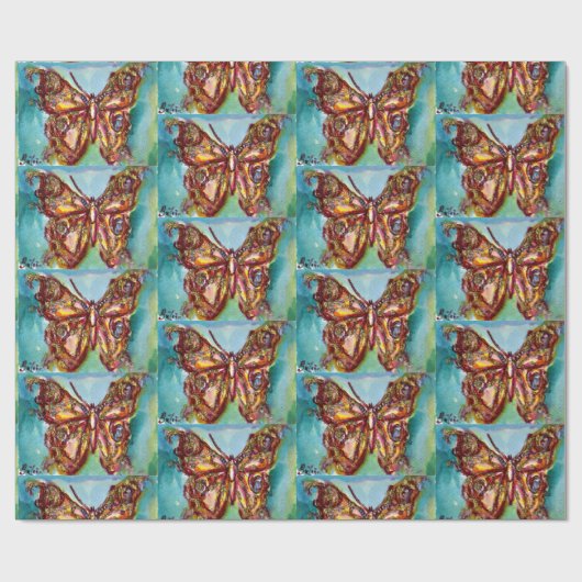 GOLDSCHALTFLÄCHE IN BLAUEM Watercolor Wrapping Pap Geschenkpapier (Flach)